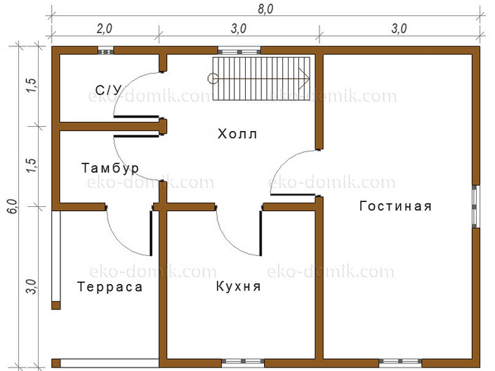 План дома «Тарас» 8х6